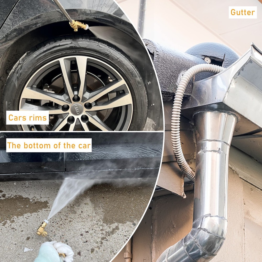 Pressure Washer Pivoting Coupler, 1/4” Quick Connect Gutter Cleaner Attachmen...
