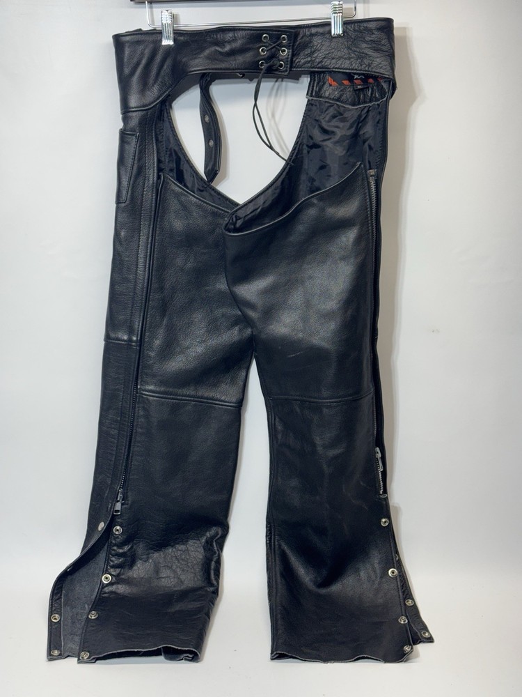 Interstate Leather Chaps Adjustable Size XL Motorcycle Biker Chaps