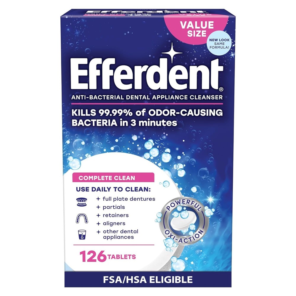 Efferdent Denture Cleaner Tablets - Clean Retainers, Aligners, Mouth Guards