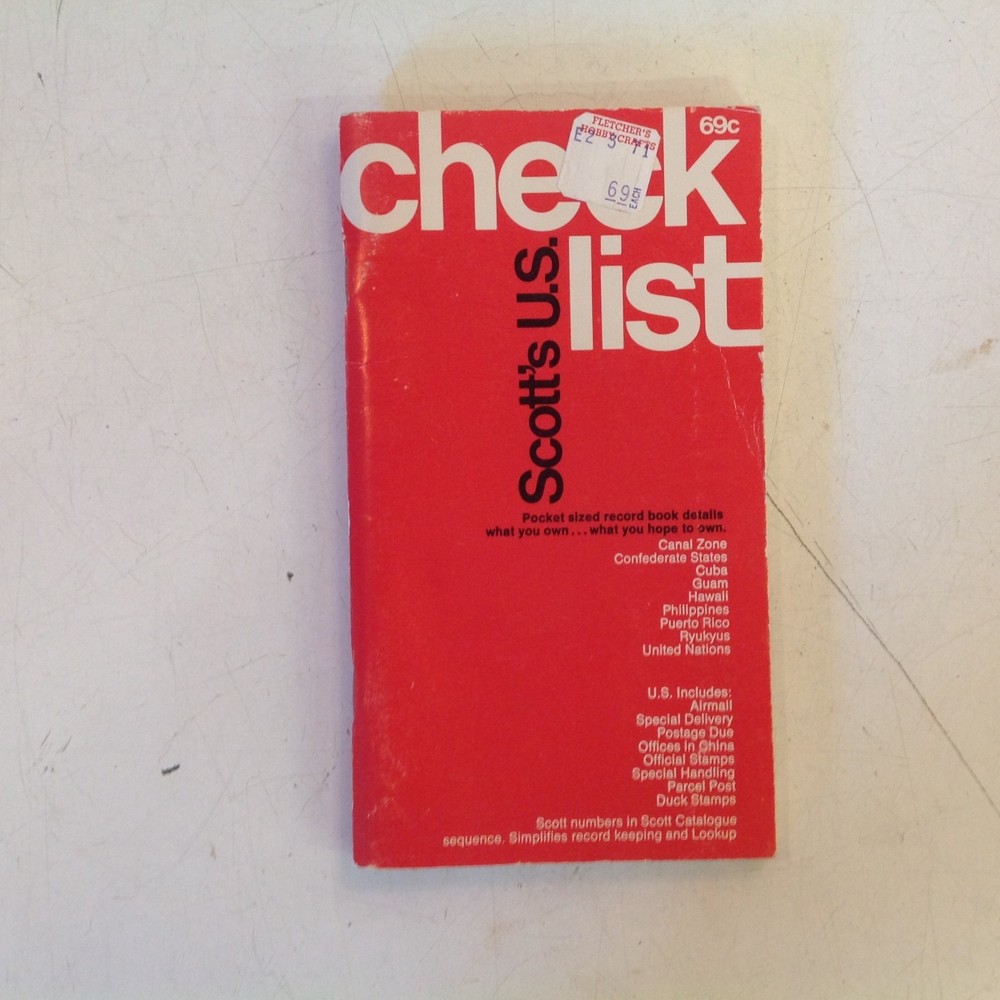 Vintage 1969 Scott's US Checklist Stamp Collecting Record Keeping Pocket Guide