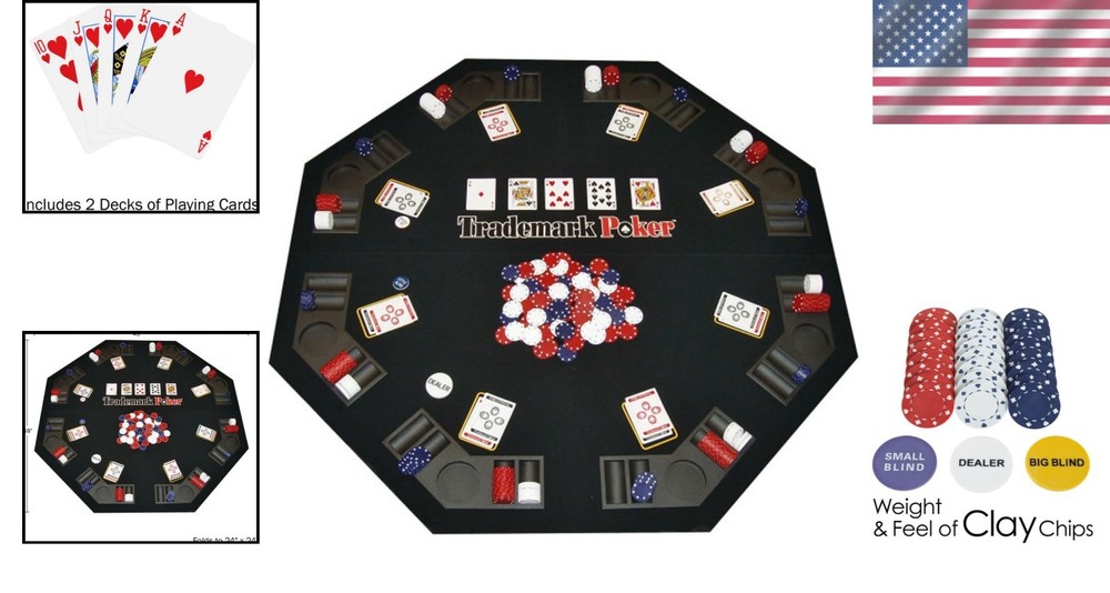 Foldable Poker Table Topper Set - 300 Chips & Cards for Ultimate Game Nights