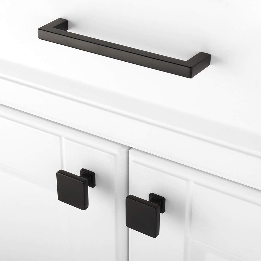 10 Pack Black Cabinet Knobs Matte Black Drawer Knobs K08 Square Single Hole Cabi