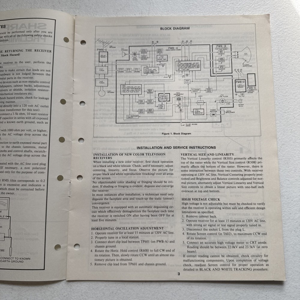 Sharp Electronics Color TV Model C1335 Preliminary Service Information