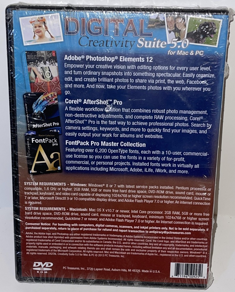 Digital Creativity Suite 5.0 for Mac & PC - DVD Rom NEW SEALED