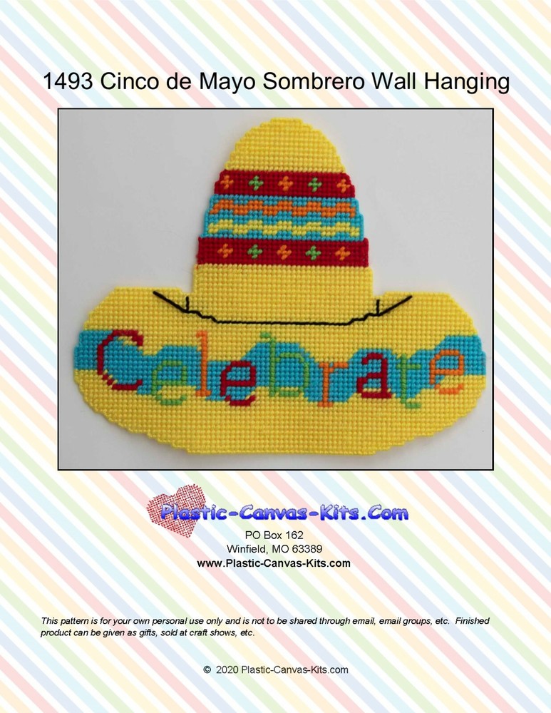 Cinco de Mayo Sombrero Wall Hanging-Plastic Canvas Pattern or Kit