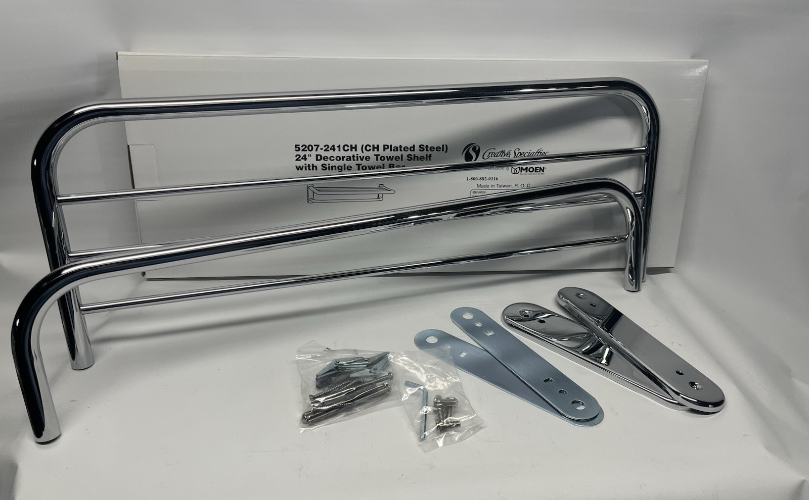 CSI 5207-241CH Moen Donner Commercial 24 Inch Towel Bar w/ Shelf Chrome Hotel