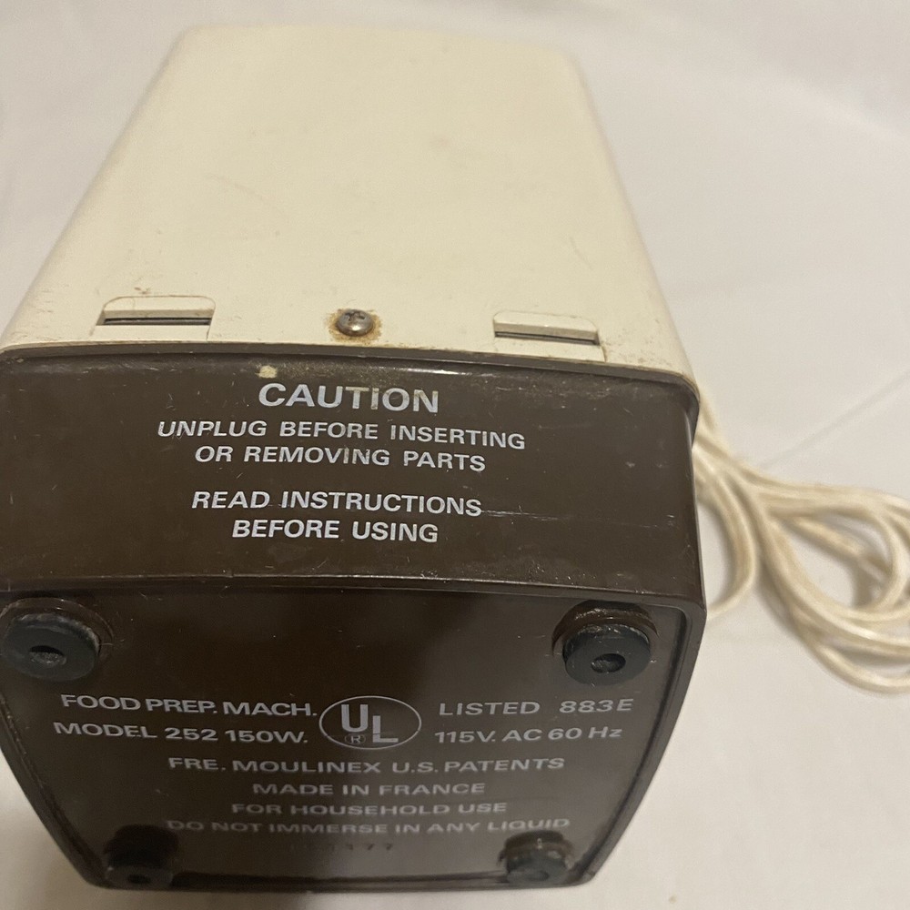 Vintage Moulinex Food Prep Machine Model 252 Motorized Base Tested and it Works