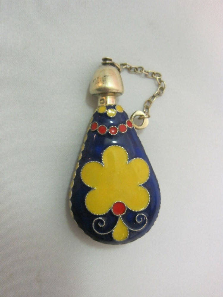 Perfume Bottle. Silver 916. Enamel. USSR 1970s.