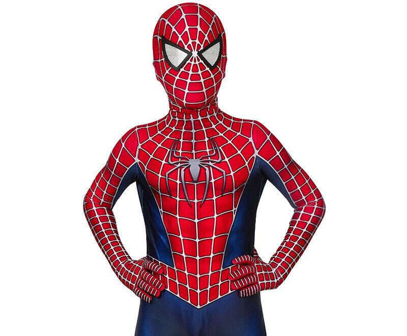 Anime Spider-Man Tobey Maguire Costume Kids Boys Cosplay Jumpsuit + Mask