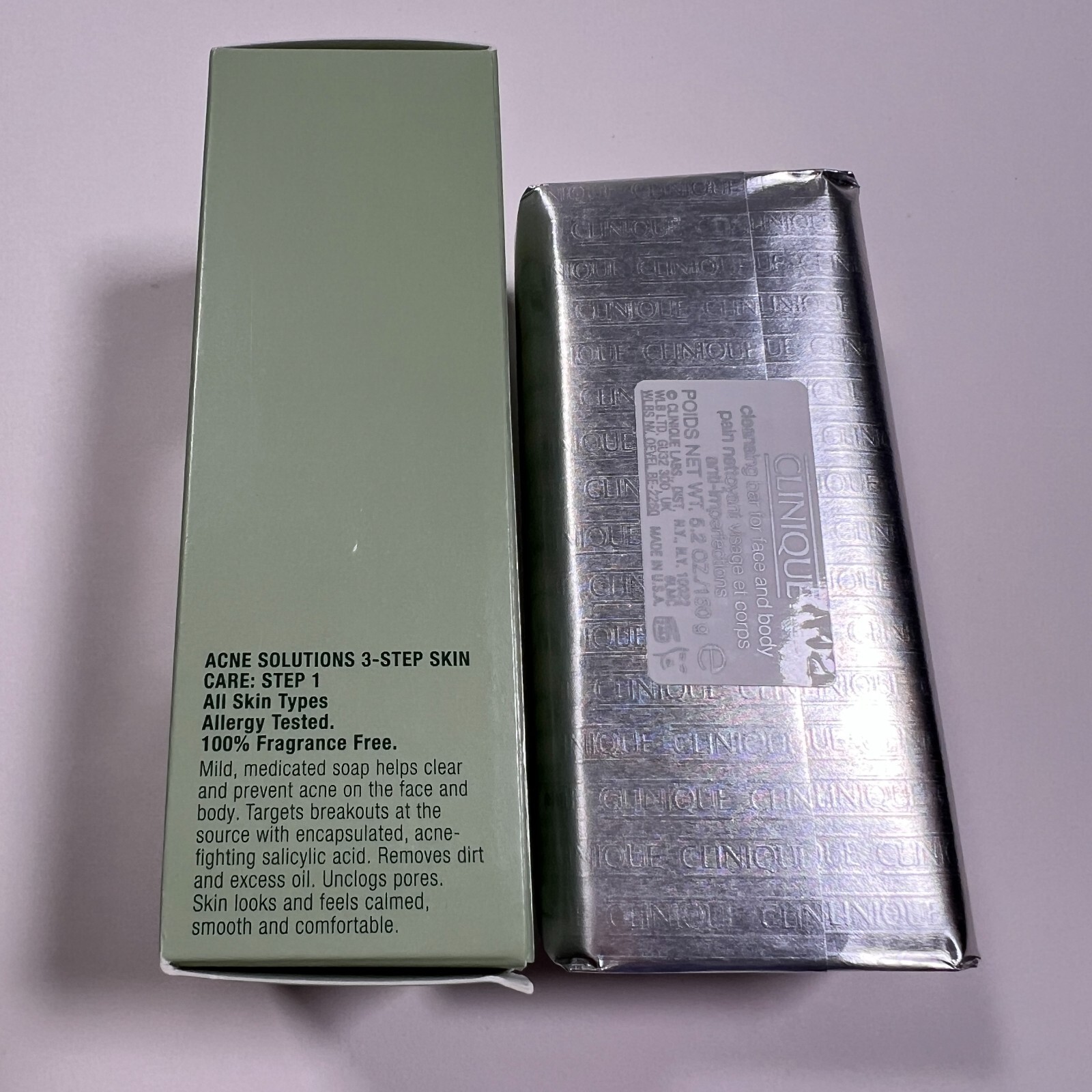 Clinique Acne Solutions Cleansing Bar Soap For Face and Body Full Size 5.2 oz