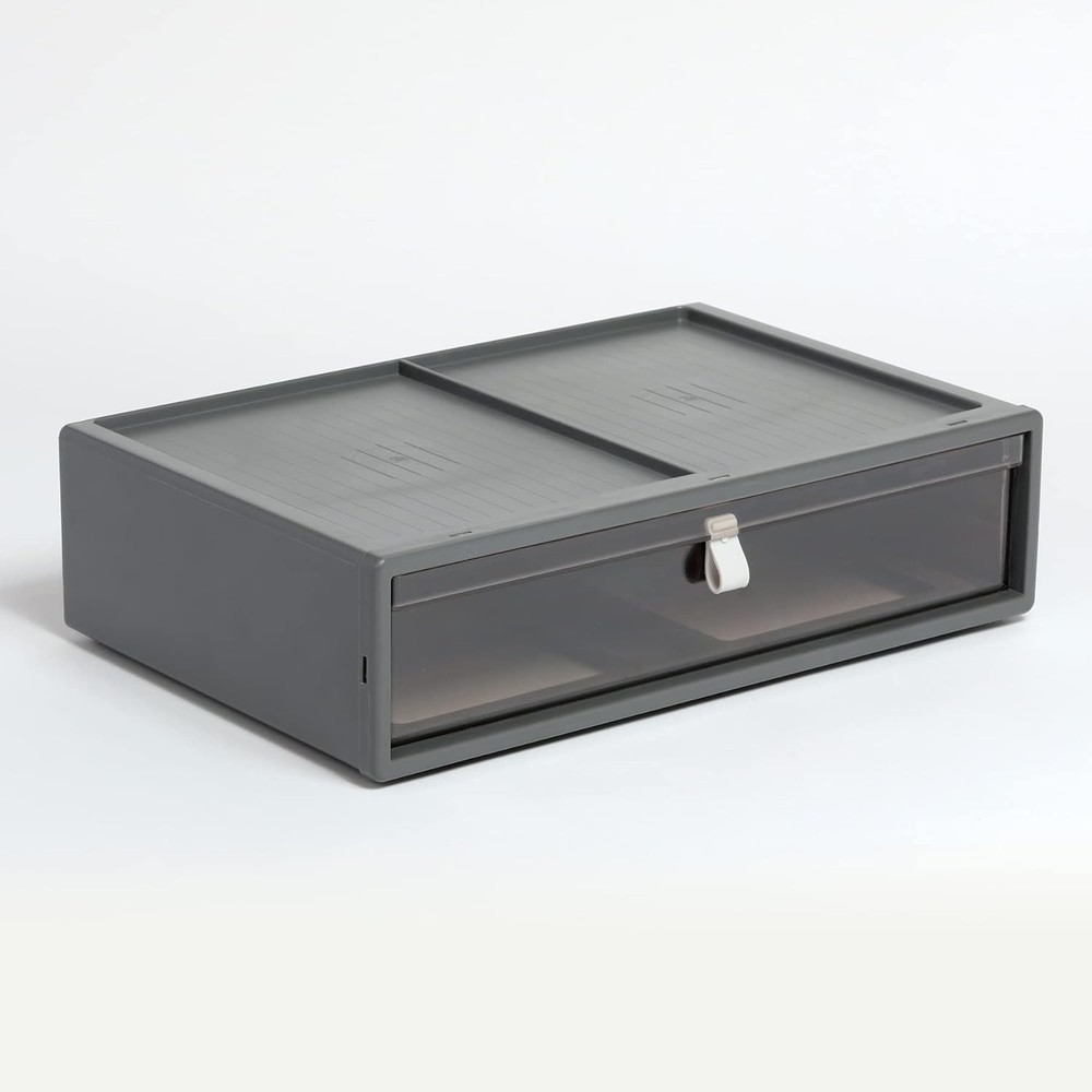 Gray Single Stackable Drawer - Durable Plastic for Home and Office Organization