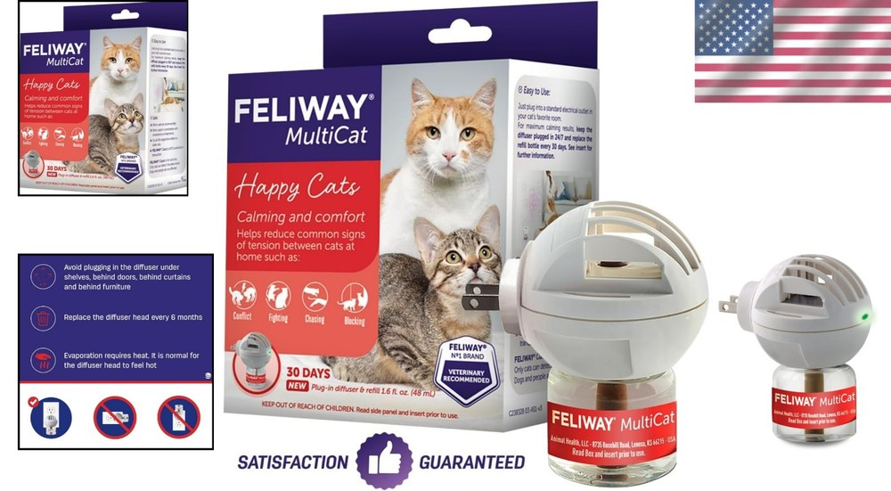Vet Recommended MultiCat Diffuser - 48ml Pheromone Relief for Cat Conflicts