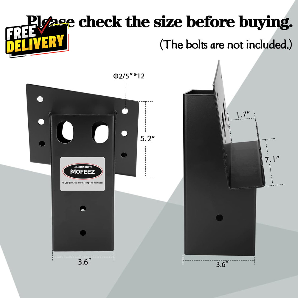 4 Pack 4x4 Compound Angle Brackets for Deer Stand Hunting Blind Shooting