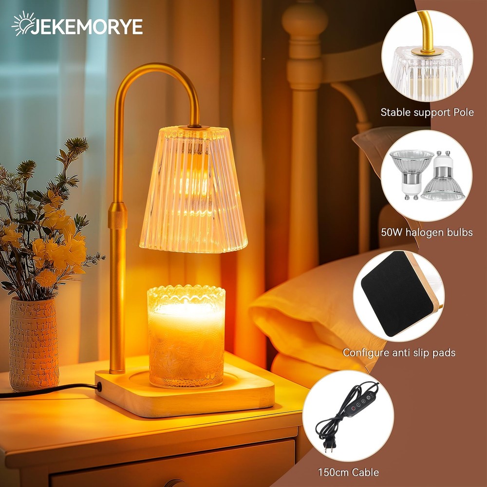 Candle Warmer Lamp Timer Adjustable - Height Wax Melt Light Warming Dimmable ...