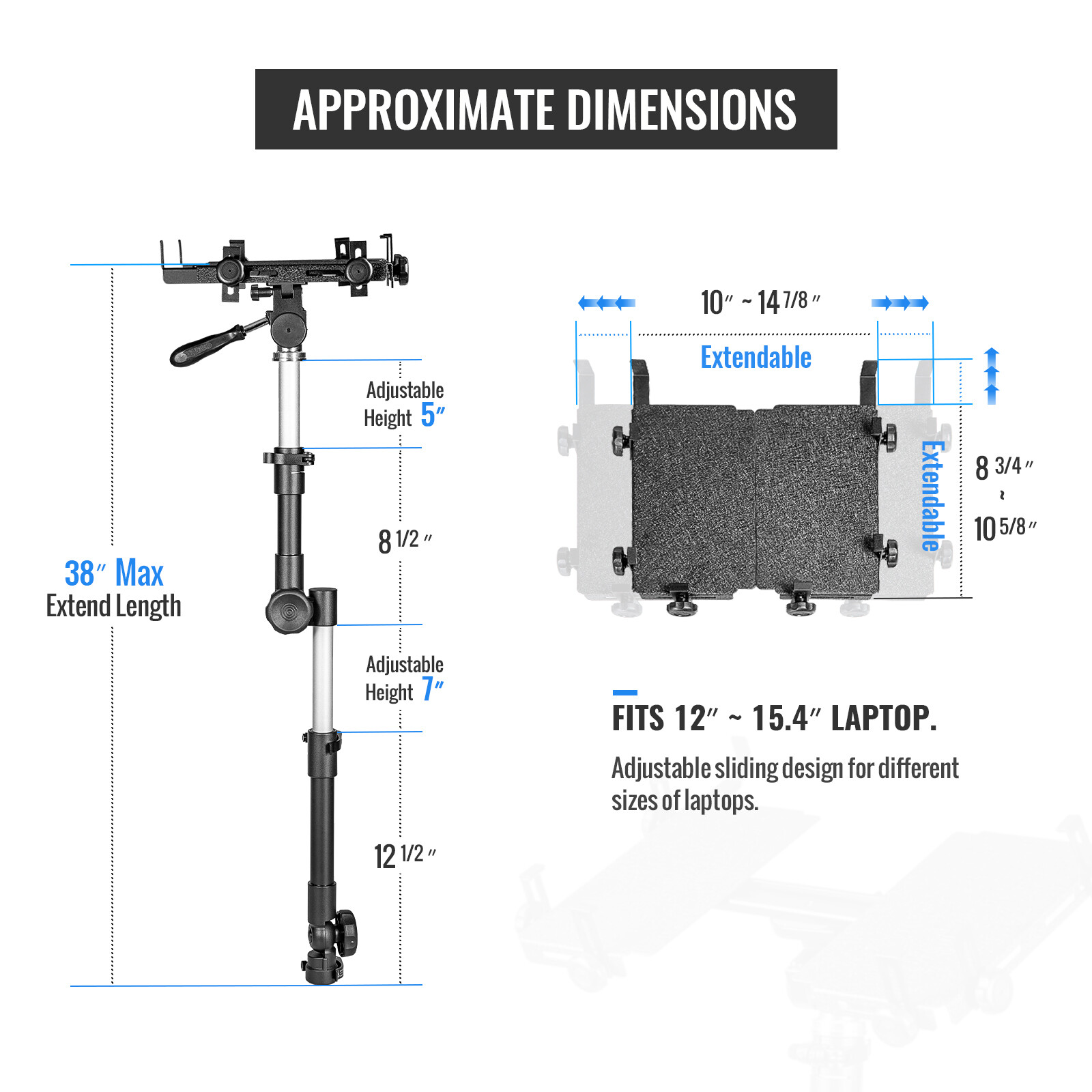 AA Products Car Auto Truck Van Laptop Stand Mount | Fits 12"-15.4" Screen Sizes