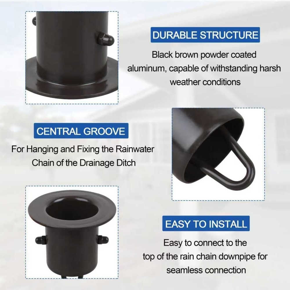 Efficient Black Aluminum Rain Chain Gutter Adapter - Easy Installation 55mm