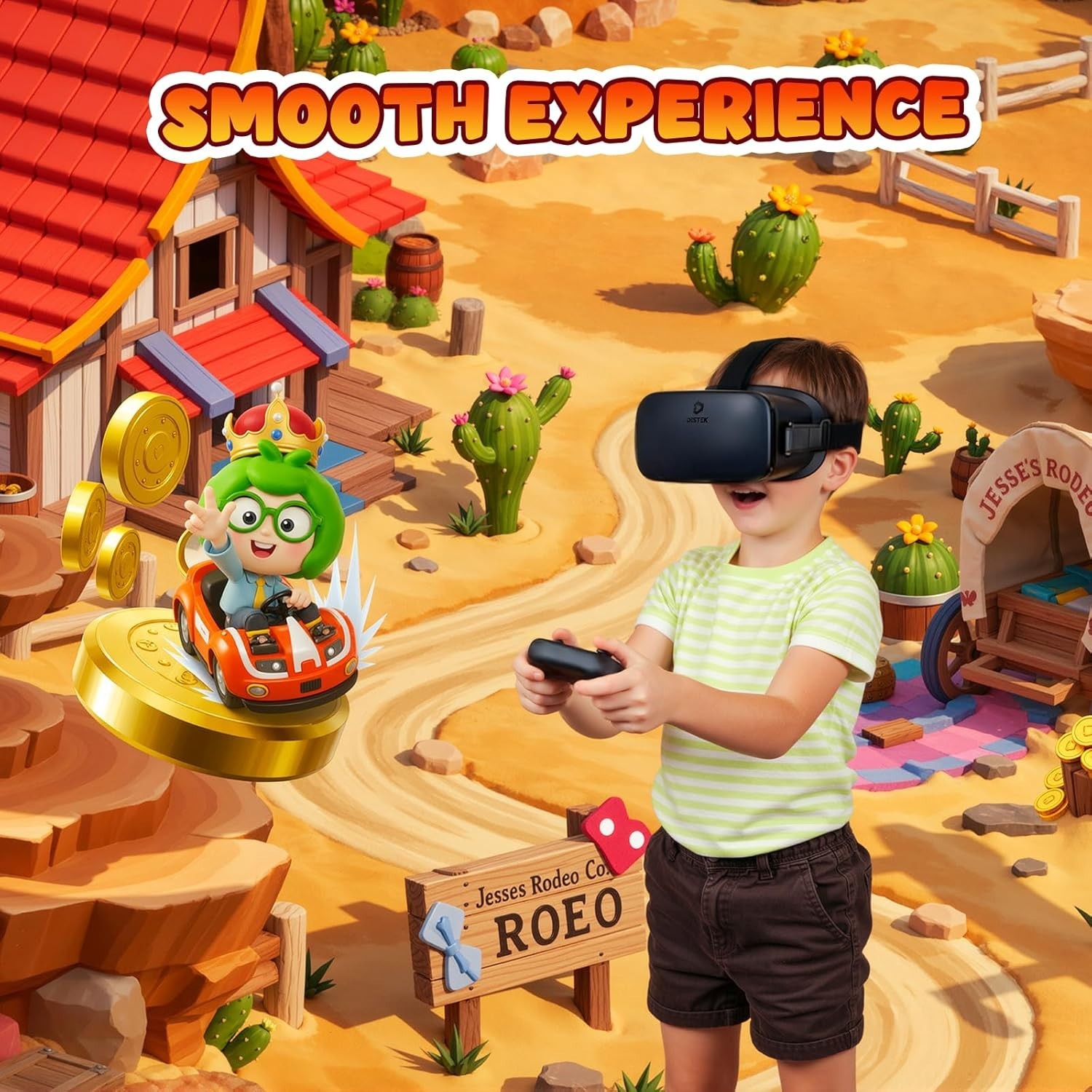 DESTEK V5 VR Headset for Phone with Controller, Anti-Blue light 110° FOV - Black