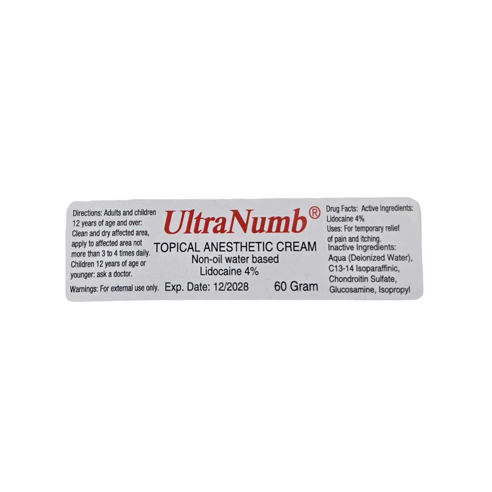 ULTRA NUMB 60g Skin Cream Painless Body Art Waxing Piercing Laser