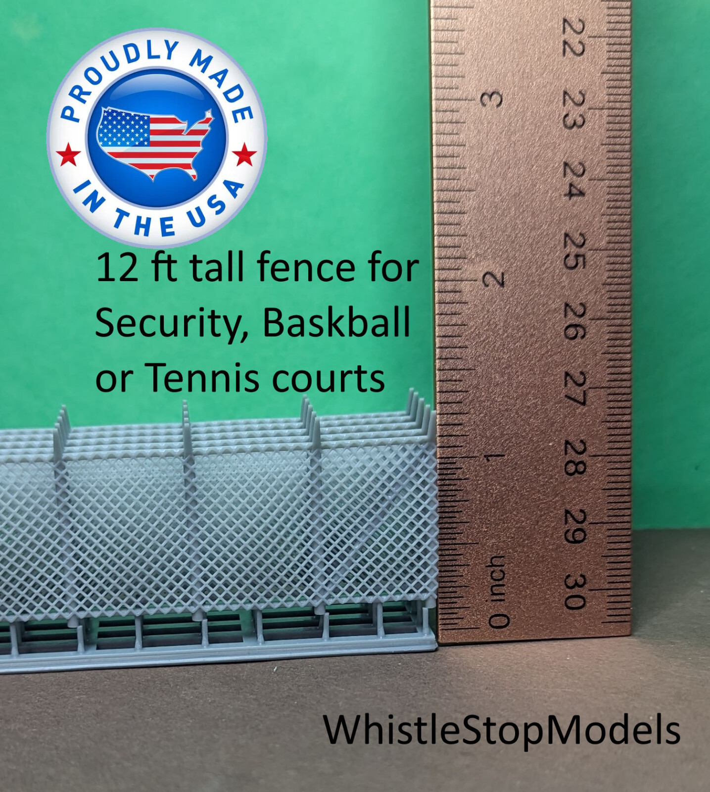 N scale 12 ft tall ChainLink fence 5 pcs over 25 inches N1048