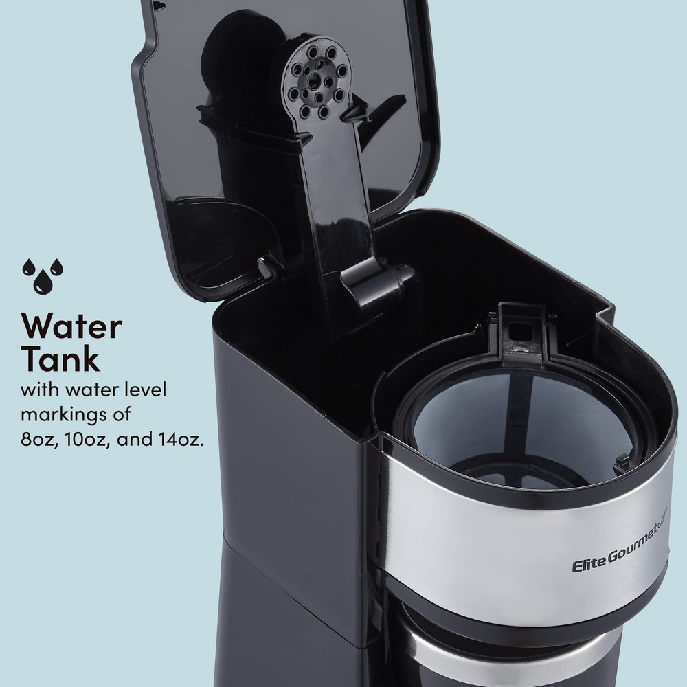 EHC112 Personal Single-Serve Compact Coffee Maker Brewer Includes 14Oz. Therm...