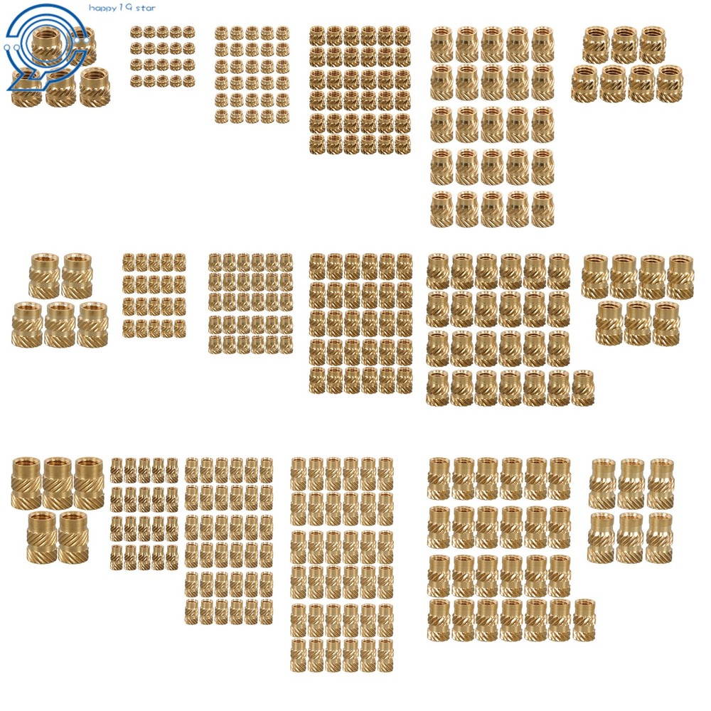 350Pcs M2-M6 Threaded Inserts, Female Thread Metric Knurled Nuts Assortment Kit