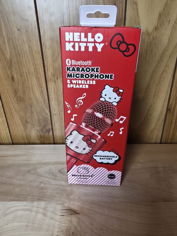 HELLO KITTY BLUETOOTH KARAOKE MICROPHONE; Red