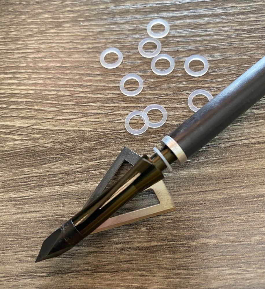 12 NYLON Arrow WASHERS KEEPS FIELD POINTS & BROADHEADS HELPS ALIGNMENT Archery