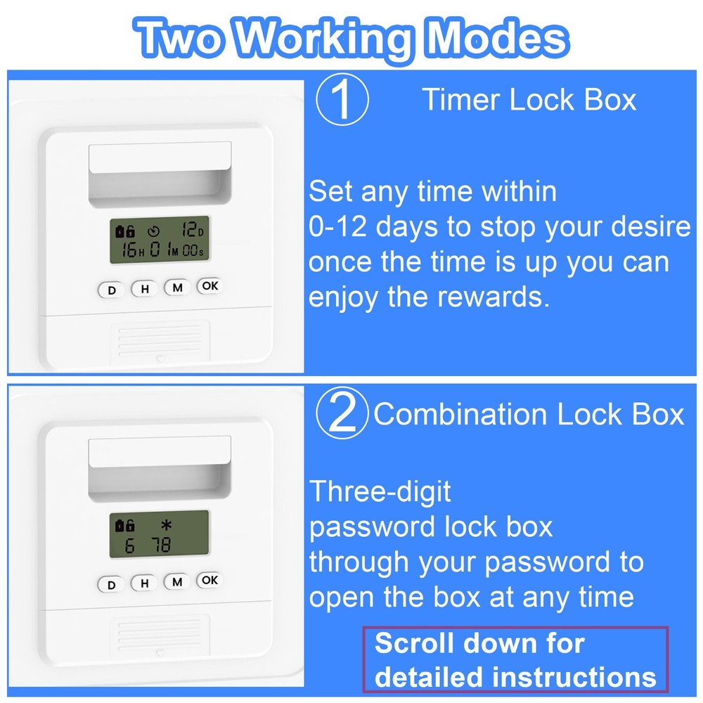 Timed Lock Box Large - Habit Control Time Locking Container for Cell Phones