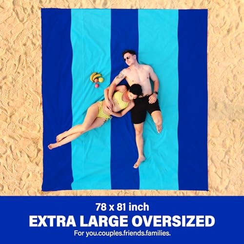 Beach Blanket Oversized Extra Large 78" X 81",Waterproof Sandproof Beach
