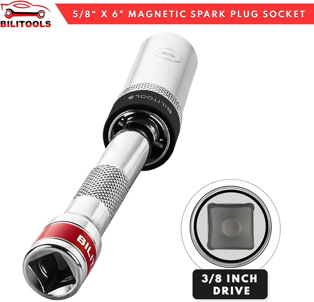 BILITOOLS 5/8-inch Magnetic Spark Plug Socket Swivel Thin Wall Spark Plug Socket