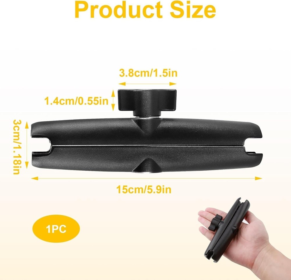 Dual Extension Double Socket Arm Compatible with RAM Mount B Size 1" Ball