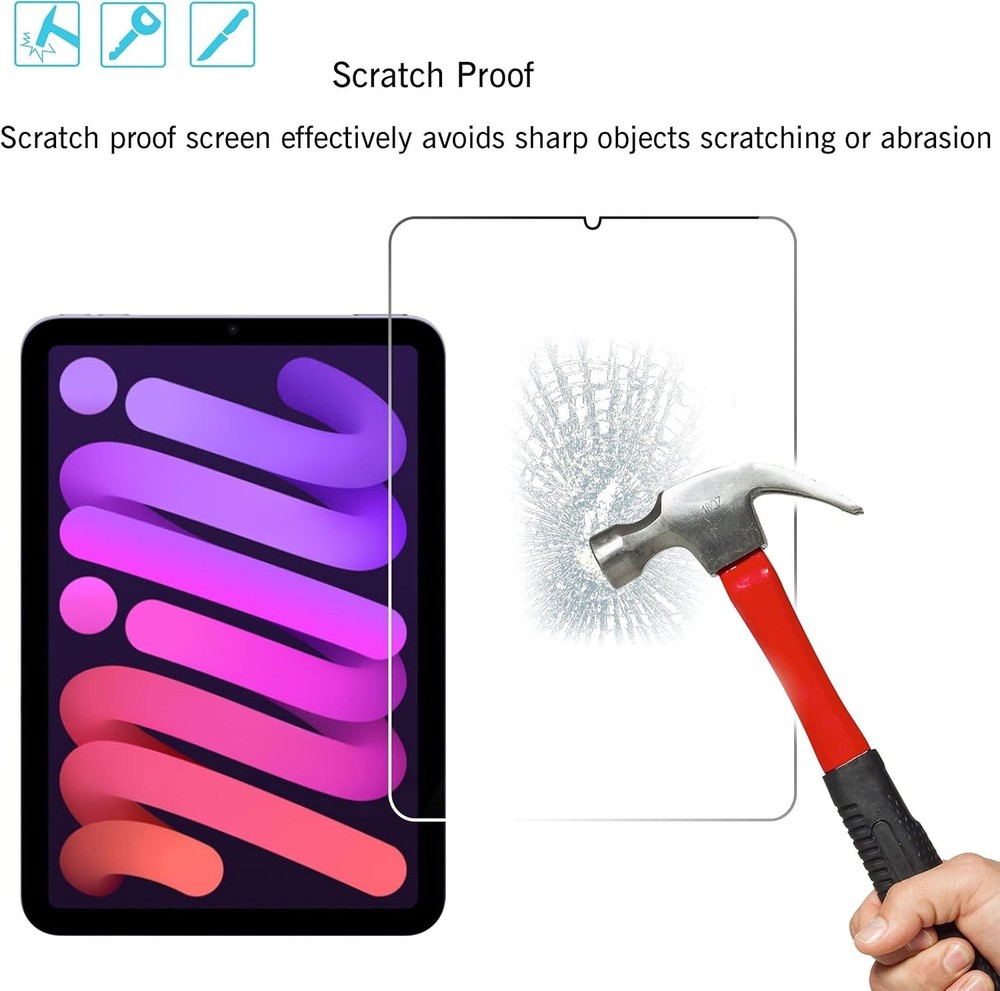 2 Pack Screen Protector for iPad Mini 7 & 6 8.3 Inch Tempered Glass