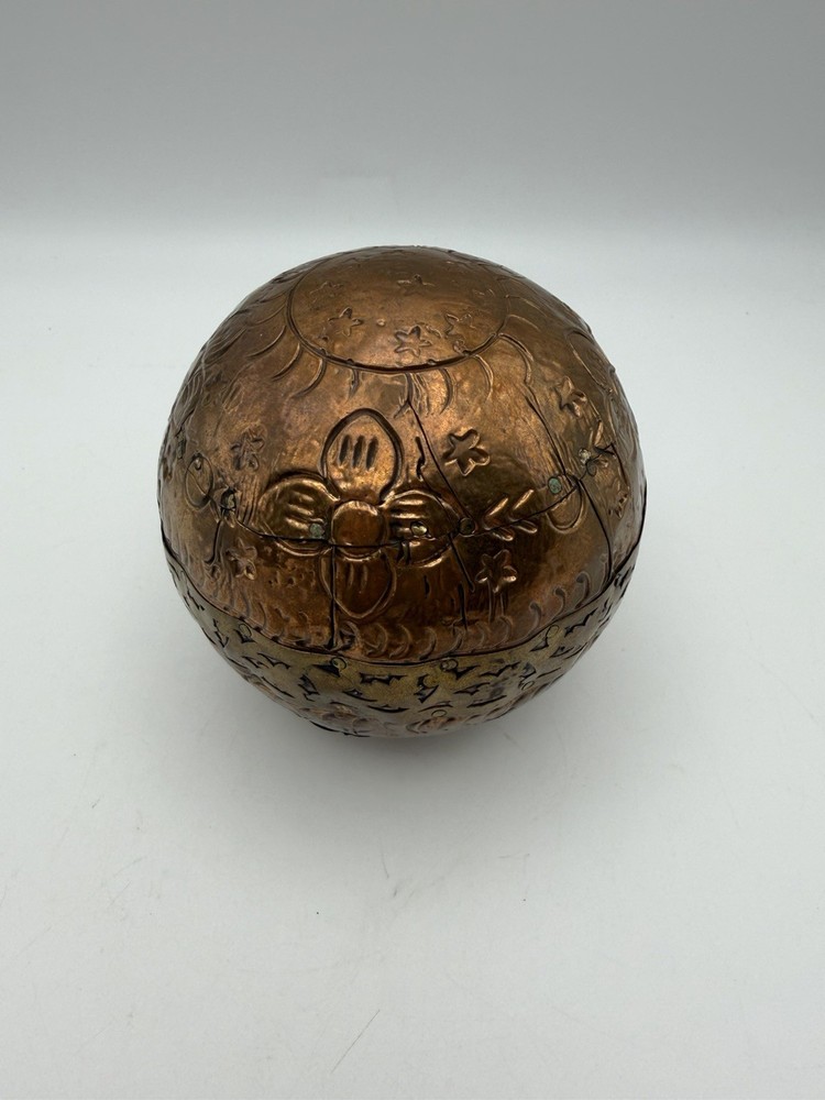 DECORATIVE GLOBE SPHERE BALL ROUND BROWN Bronze Textured detailed ORB 4" Decor