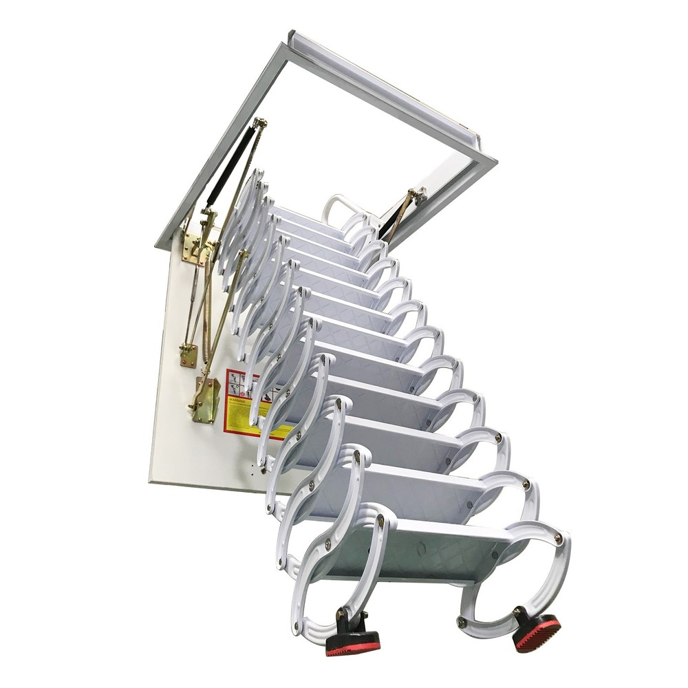 9.84ft Folding Loft Ladder Stairs 12 Steps Attic Pull Down Ceiling Ladder