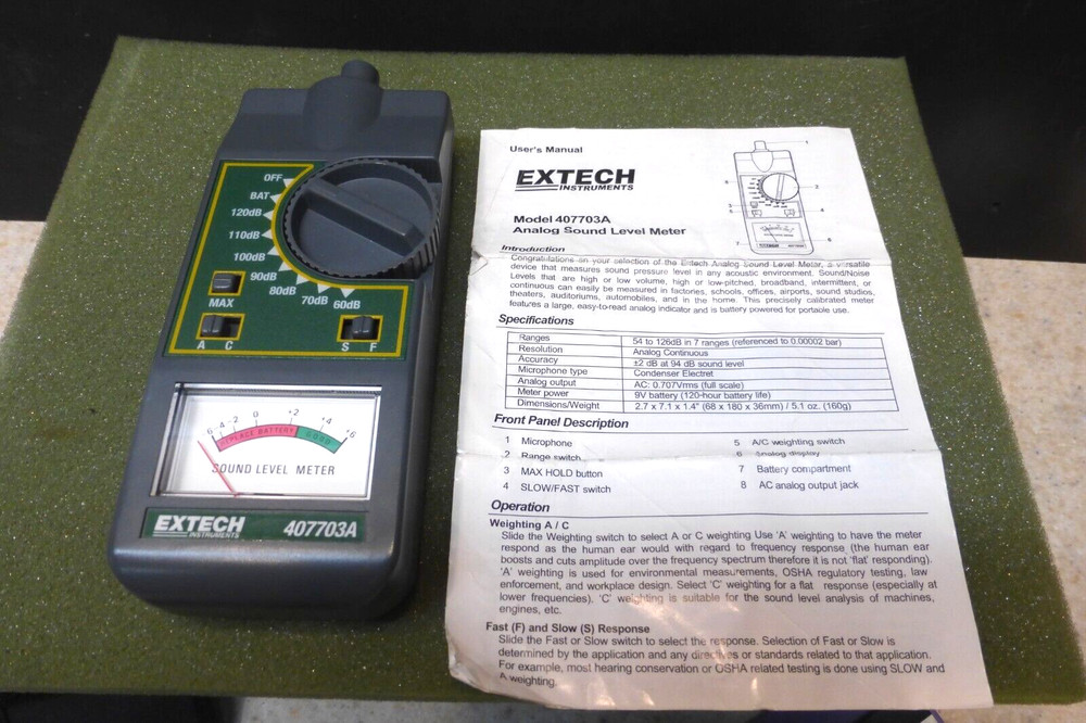 Extech Sound Level Meter-Case,Manual