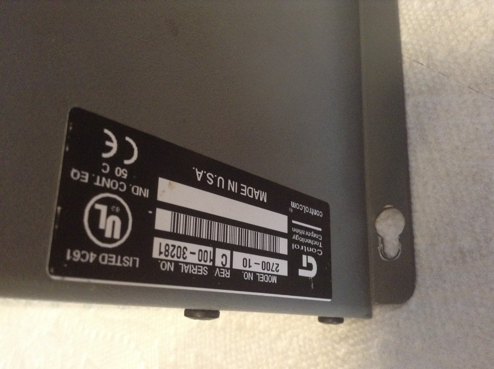 Control Technology Corp 2700-10 MainFrame + Power SUpply 10 Slots