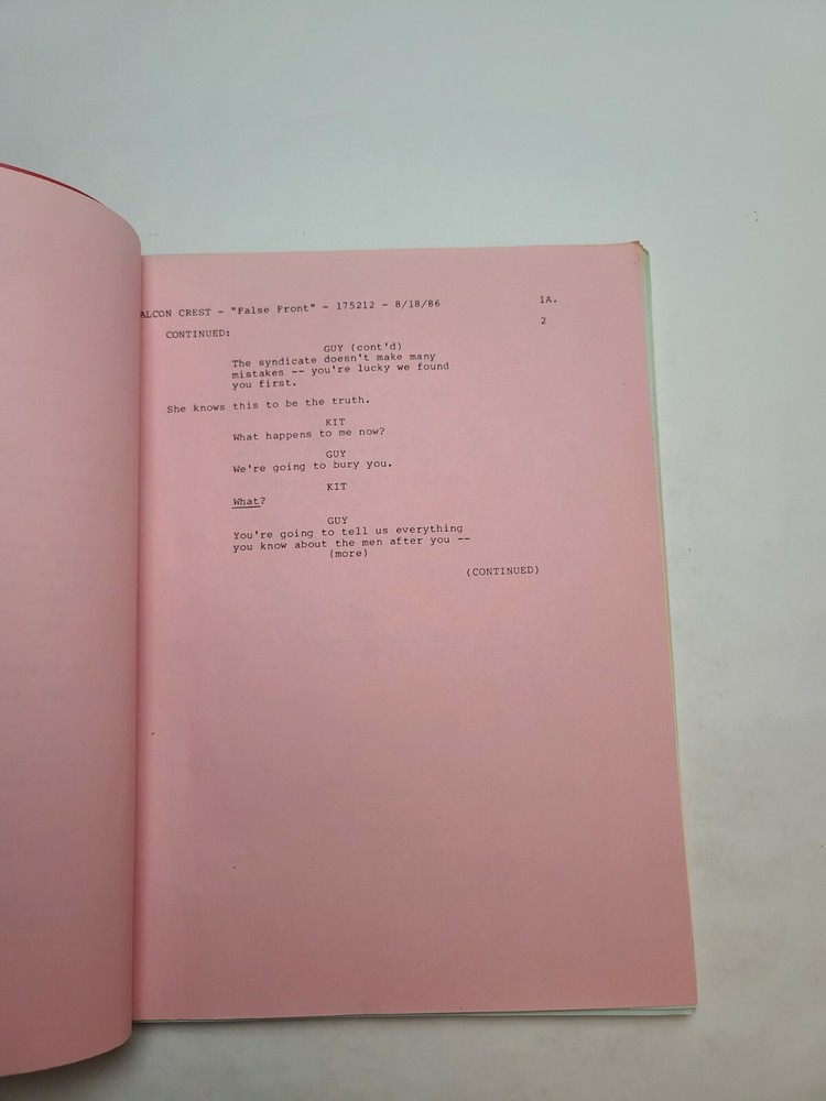 FALCON CREST / William Schmidt 1986 TV Script, Cesar Romero "False Front"
