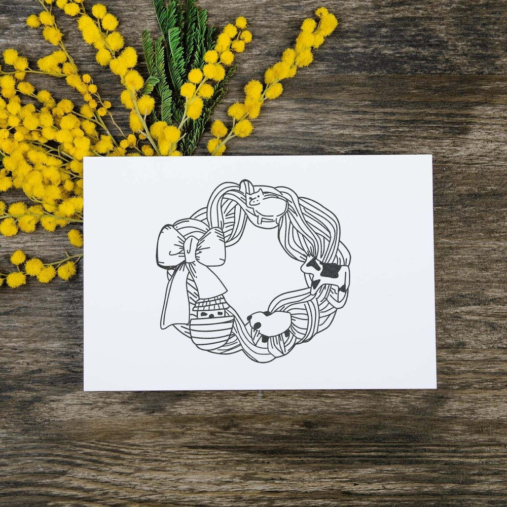 Yarn Wreath Art Rubber Stamp