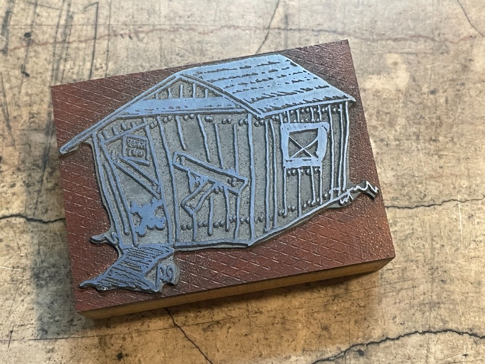 Printing Letterpress Printers Block Spooky Shed Keep Out (788)