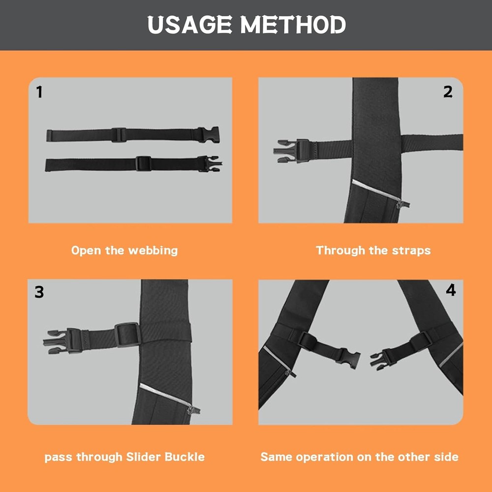 Backpack Chest Strap 2pcs Heavy Duty Adjustable 14.56inch, black