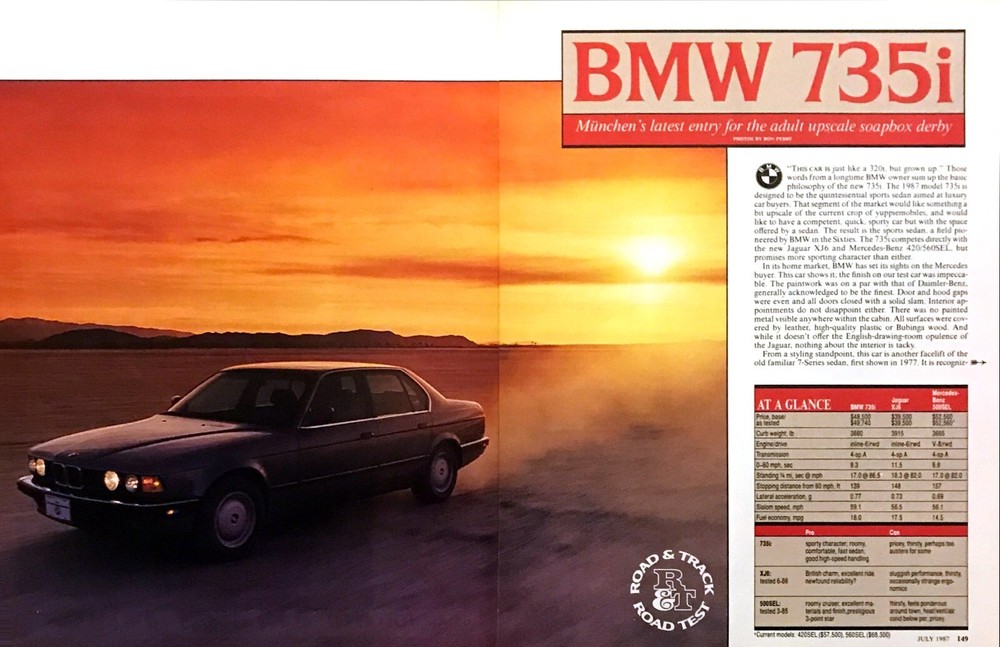1987 BMW 735i Sedan Road Test Technical Data Photos Review Article