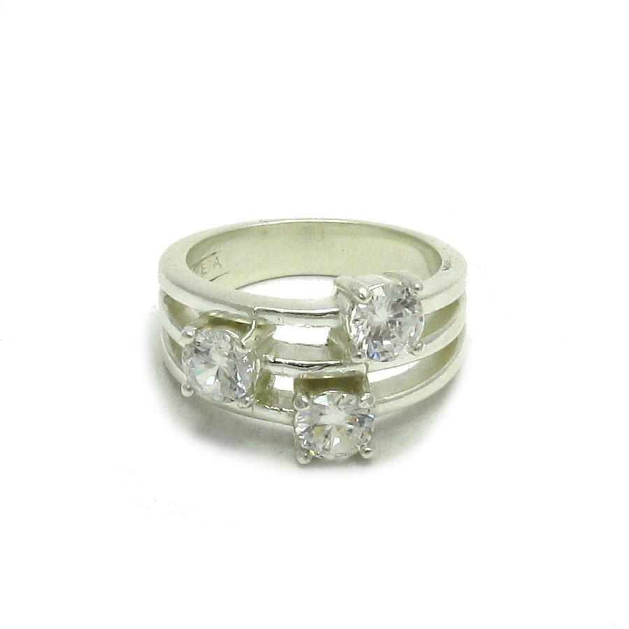 Sterling Silver Ring Hallmarked Solid 925 With 3x5mm Cubic Zirconia Empress