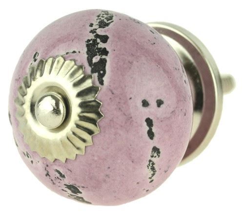 1-1/2" Aged Ceramic Knob Light Purple