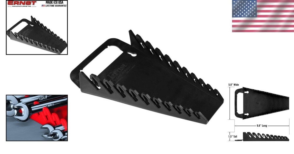 Black 10-Tool Wrench Organizer with Flexible Mounting for Ultimate Efficiency