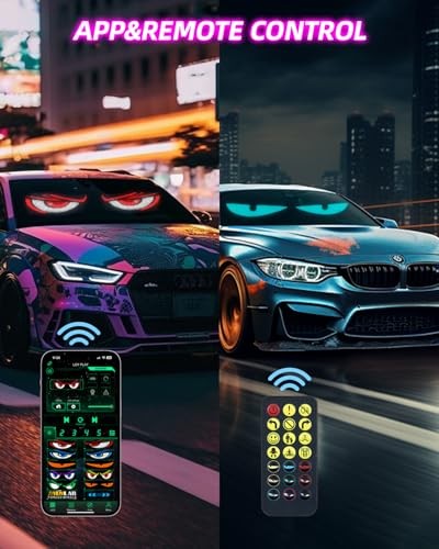 2pcs Devil Eyes Light for Windshield,14“*4”Programmable Flexible LED 14"*4"