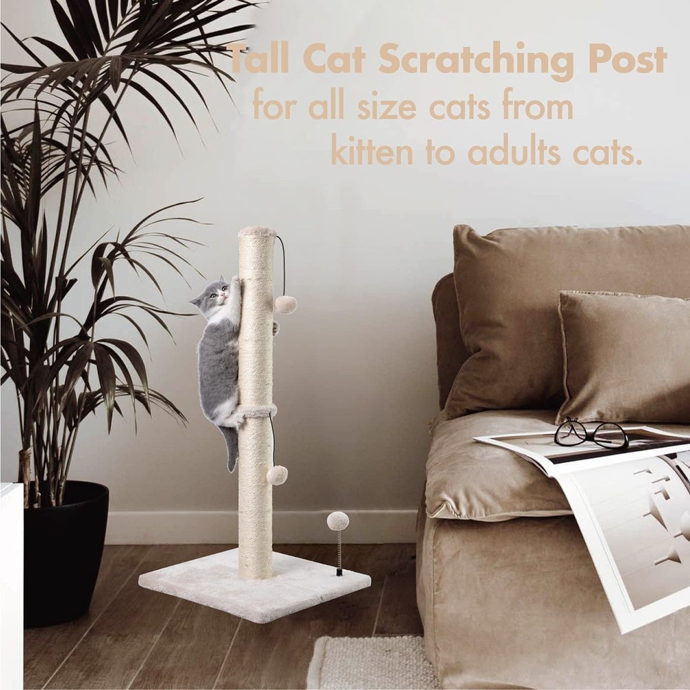 MECOOL 34” Tall Cat Scratching Post Premium Basics Kitten Scratcher Sisal
