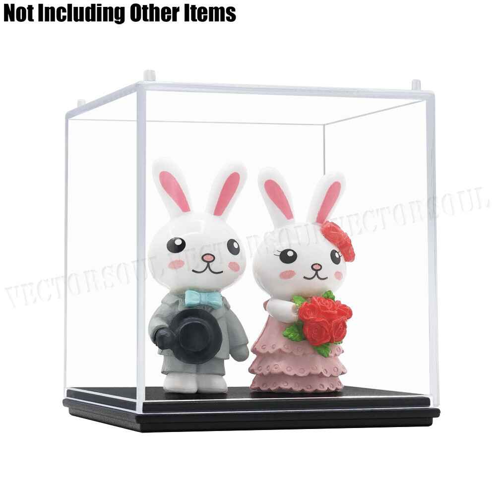 Clear Acrylic Display Box Case Perspex Dustproof Plastic Base Protection 2.75"H
