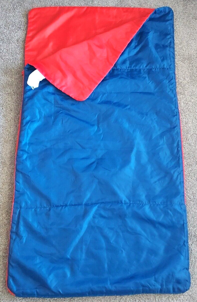 Vtg 2006 Thomas the Tank Engine Train Sleeping Bag 4 ft Blue Red Side Zip