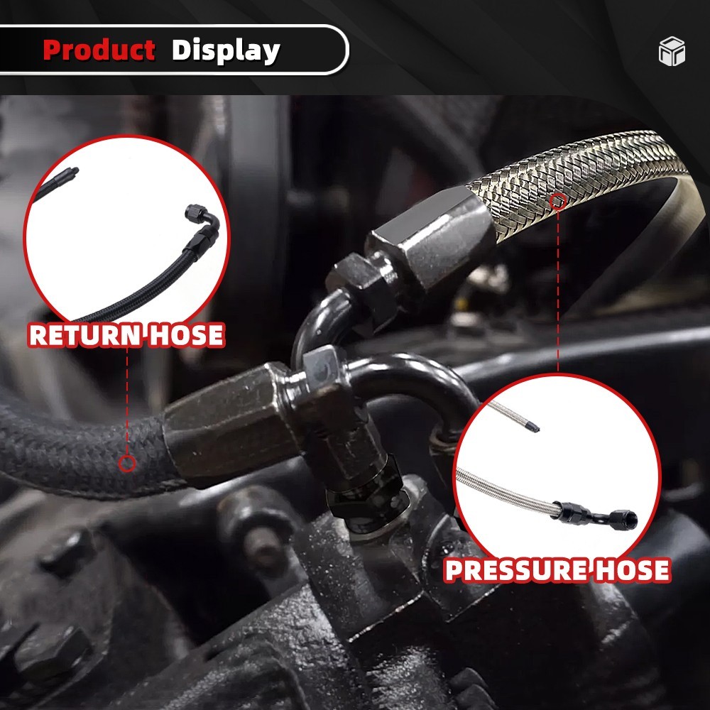 6AN Power Steering Pump Hose Kit For GM LS Swap Pressure Return Line Universal