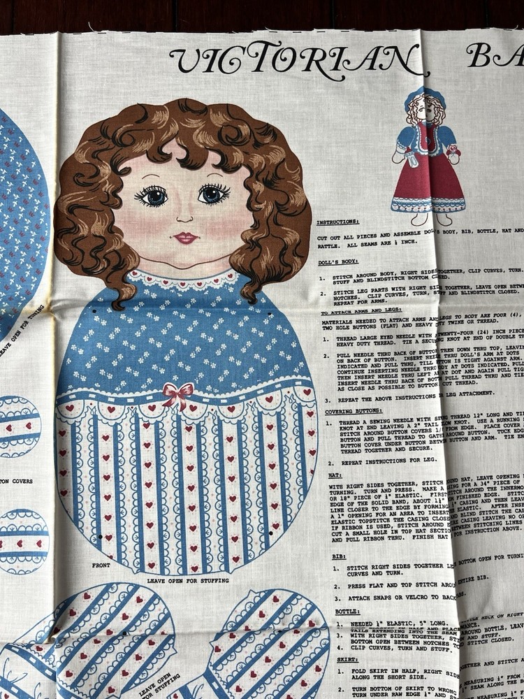 Victorian Doll Pattern, Cut & Sew Panel, Vintage Fabric, Spring Industries, 6559